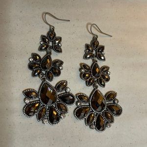 Black and silver chandelier earrings